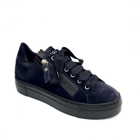 AGL Blue Suede Night Nero Light Weight Low Top Sneakers - Picture 1 of 5
